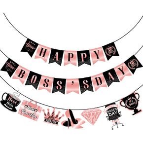Happy Boss’s Day Banner Party Decorations Supplies - International Boss Day Hanging Banner Best Boss Ever Banner Number 1 Boss Decoration Party Decor