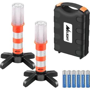 Nilight LED Roadside Emergency Car Kit,Magnetic Base, Detachable Stand, Solid Storage Case, Super bright Safety Strobe Light Road Warning Light-4 pack