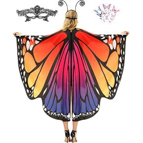 Butterfly Wings Double Side Print Costume Adult Halloween Butterfly Cape Costume Women Party