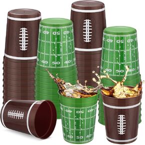 48 Pcs Reusable Football Plastic Cups 16 Oz Thick Cocktail Drink Cup Bulk Football Stadium Cups for Tailgate Football Theme Party Favor Birthday Event Game Day Supplies Decoration