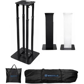 Rockville RTP82W Adjustable Totem Moving Head Light Stand+Scrim+Bag, 8 ft. white