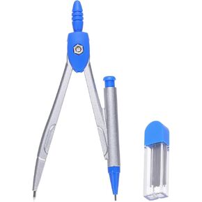 M&G Compass for Geometry, 3 Pcs Metal Compass with Extra Leads Geometry Math Drafting Drawing Measuring Tools for Classroom Office Supplies, Silver Blue