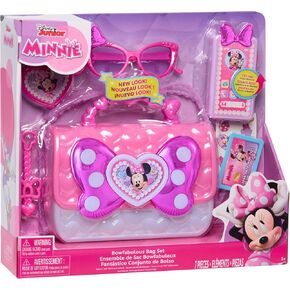 Disney Junior Minnie Mouse Bowfabulous Bag Set, 7-Piece Dress Up and Pretend Play Toy Purse, Kids Toys for Ages 3 Up by Just Play
