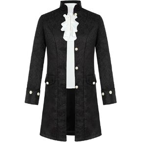 زي القرون الوسطى للرجال سترة Steampunk القراصنة الفايكنج عصر النهضة معطف طويل مع قميص سهرة مكشكش فيكتوري in Kuwait