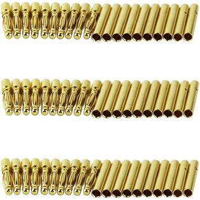 30 Pairs of 2.0mm Gold Plated Male and Female Bullet Banana Connectors Plugs for DIY RC Battery ESC Motor