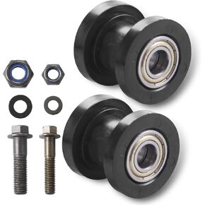 2 PCS Car Modified Chain Guide Sprocket, 8mm /0.3" and 10mm /0.4" Chain Tensioner Guides, Wear-resistant and Durable Rolling Wheels, Suitable for Most Dirt Bikes Motorcycle Bicycles (Black)