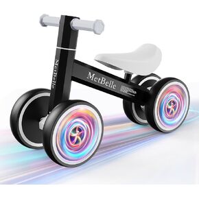 Baby Balance Bike for 1 Year Old Boys Girls Colorful Lighting 10-24 Months Push Toddler Toys Bicycle,4 Wheels First Bike for Kid's 1-2, Pre-School Children Ride on Walker First Birthday Gifts