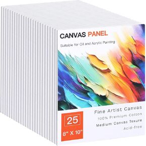 FIXWAL Canvas Boards for Painting 12 Pack, 8x10 Inch Canvases for Painting Art Paint Canvas Panels Gesso Primed White Blank Flat Canvas Boards Acrylics Oil Watercolor Tempera Paints