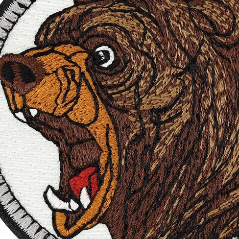 Brown Bear Embroidered Patch | Grizzly Bear Patch Native Animals Canada Wildlife | Environmental Protection Sticker Fabric Appliqué to Sew-on/Iron-on for Jeans,Hats,Shirts - 2.55X2.55 in in Kuwait