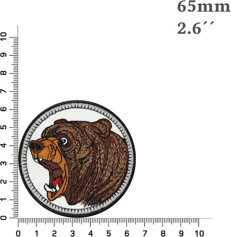 Brown Bear Embroidered Patch | Grizzly Bear Patch Native Animals Canada Wildlife | Environmental Protection Sticker Fabric Appliqué to Sew-on/Iron-on for Jeans,Hats,Shirts - 2.55X2.55 in in Kuwait