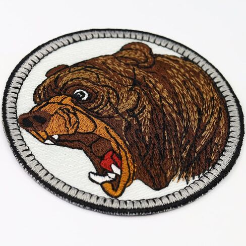 Brown Bear Embroidered Patch | Grizzly Bear Patch Native Animals Canada Wildlife | Environmental Protection Sticker Fabric Appliqué to Sew-on/Iron-on for Jeans,Hats,Shirts - 2.55X2.55 in in Kuwait