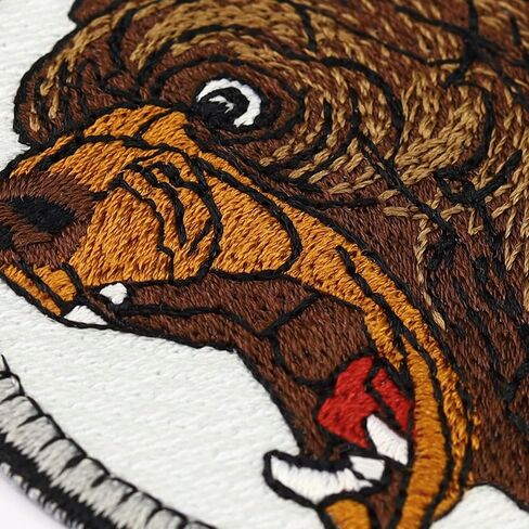 Brown Bear Embroidered Patch | Grizzly Bear Patch Native Animals Canada Wildlife | Environmental Protection Sticker Fabric Appliqué to Sew-on/Iron-on for Jeans,Hats,Shirts - 2.55X2.55 in in Kuwait