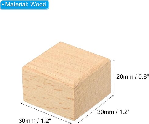 patikil 30x30mm الخشب المطاط ختم يتصاعد، 20 حزمة ختم مطاطي خشبي مقبض كتل خشبية صلبة لصنع الطوابع DIY صياغة نمط 1، البني in Kuwait