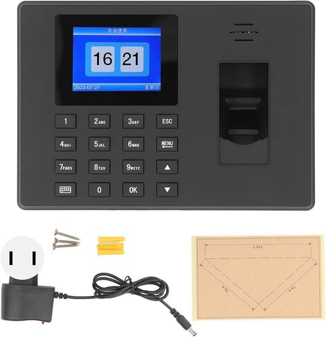 Attendance Machine, Fingerprint Time Clocks for Employees Small Business with Finger Scan,Password, Auto Calculate Working Hours (US Plug) in Saudi Arabia