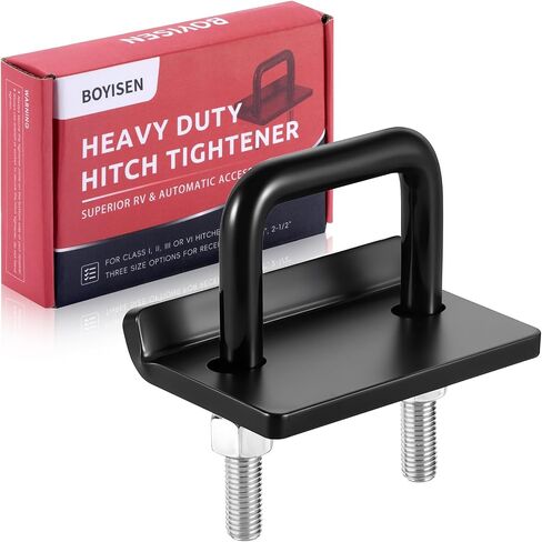 BOYISEN Hitch Tightener Anti Rattle for 2" inch Trailer Hitches, No Rattle Noise Tow Hitch Clamp, Rust-Free Hitch Stabilizer, Reduce Movement on Hitch Mount Hitch Cargo Carrier Bike Rack (2" Black) in Kuwait