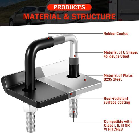 BOYISEN Hitch Tightener Anti Rattle for 2" inch Trailer Hitches, No Rattle Noise Tow Hitch Clamp, Rust-Free Hitch Stabilizer, Reduce Movement on Hitch Mount Hitch Cargo Carrier Bike Rack (2" Black) in Kuwait