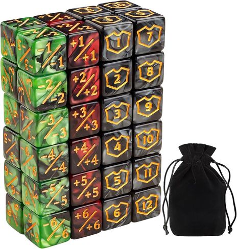 48 Pieces Magic The Gathering MTG Counter Loyalty Dice Life Counter Tokens Dice Buff Tokens Compatible with Magic Card Game Accessories CCG Creature Stats (Classic, 48) in Saudi Arabia