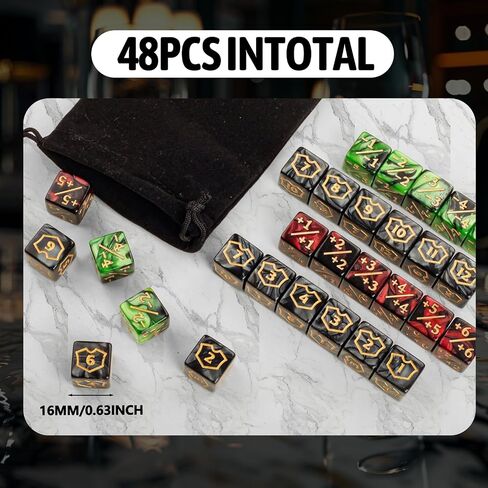 48 Pieces Magic The Gathering MTG Counter Loyalty Dice Life Counter Tokens Dice Buff Tokens Compatible with Magic Card Game Accessories CCG Creature Stats (Classic, 48) in Saudi Arabia