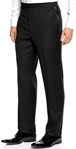 New Era Factory Outlet iInc Men's Black Tuxedo Pants with Satin Stripe (50R) in Saudi Arabia