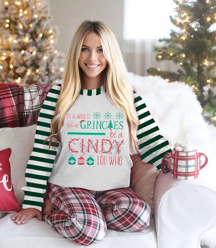 MNLYBABY Be A Cindy Lou Who تي شيرت تي شيرت عيد الميلاد راجلان كم طويل بلايز الربط البيسبول تي شيرت للنساء in Saudi Arabia