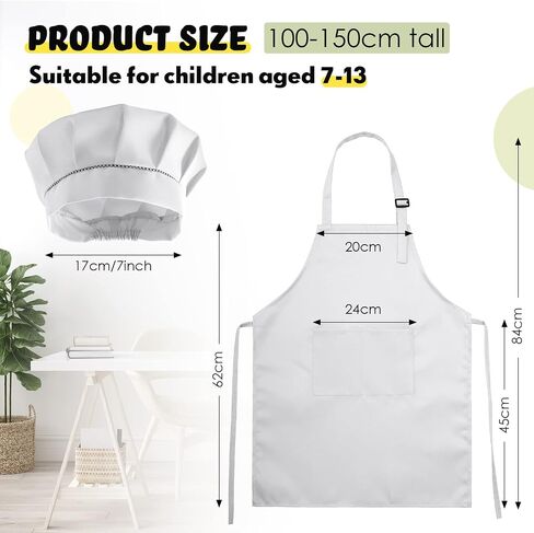 Handepo 28 Pcs Kid Apron and Chef Hat Set Adjustable Bib Apron with Pockets for Kids Cooking Baking Painting Crafting in Saudi Arabia