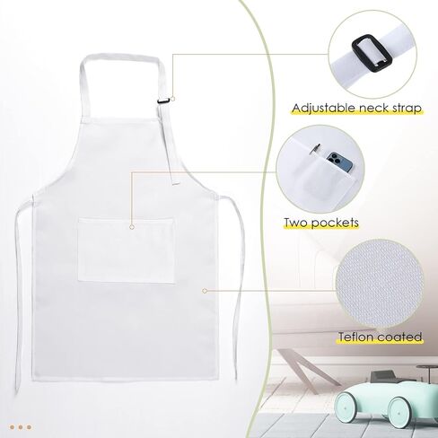 Handepo 28 Pcs Kid Apron and Chef Hat Set Adjustable Bib Apron with Pockets for Kids Cooking Baking Painting Crafting in Saudi Arabia
