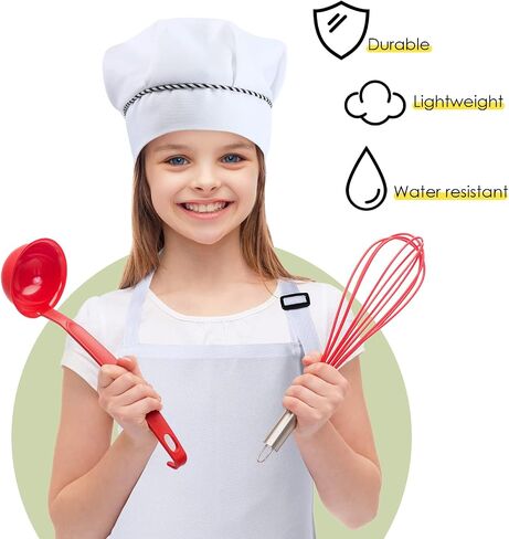 Handepo 28 Pcs Kid Apron and Chef Hat Set Adjustable Bib Apron with Pockets for Kids Cooking Baking Painting Crafting in Saudi Arabia