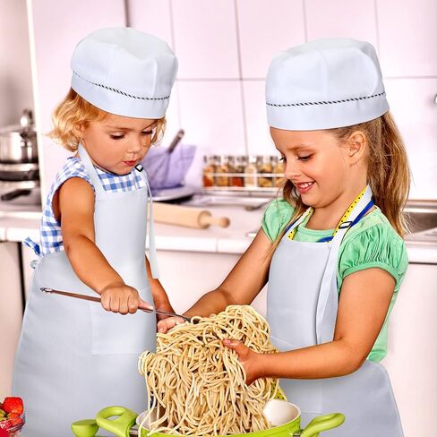 Handepo 28 Pcs Kid Apron and Chef Hat Set Adjustable Bib Apron with Pockets for Kids Cooking Baking Painting Crafting in Saudi Arabia