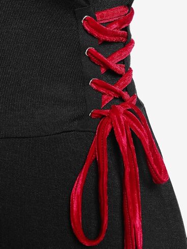 Rosegal Women Plus Size Goth Longline Coat Hooded Lace-up Front Zipper Maxi Coat Punk Rivet Overcoat Outwear in Saudi Arabia
