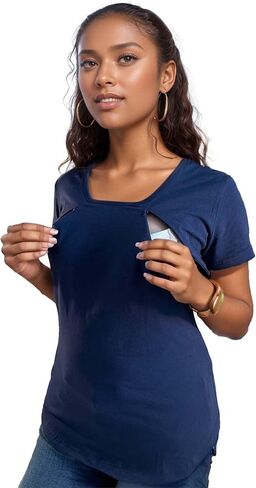 Premium Cotton Nursing Top for Breastfeeding - Comfortable, Stylish T-Shirt with Hidden Zippers in Saudi Arabia