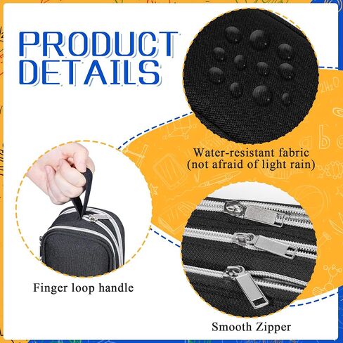 Pencil Case with 3 Compartments, Canvas Zipper Pencil Pouch, Large Pencil bag, Big Pen Case Pouch Organizer for Adults, Pencil Pouches for Middle High School Teen Boys Girls - Black in Saudi Arabia