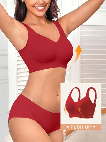 Women Wireless Seamless Bras Full Coverage No Underwire Push Up Bralettes Everyday Bra Comfort Wirefree Padded Bras in Saudi Arabia