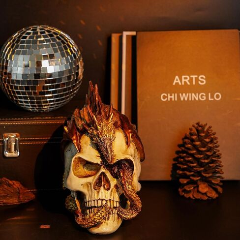 Halloween Human Head, Red-Dragon Skull - Realistic and Spooky Props Dinosaur Skull Decorations for Halloween Parties, Haunted Houses, and Scary Decorations in Kuwait