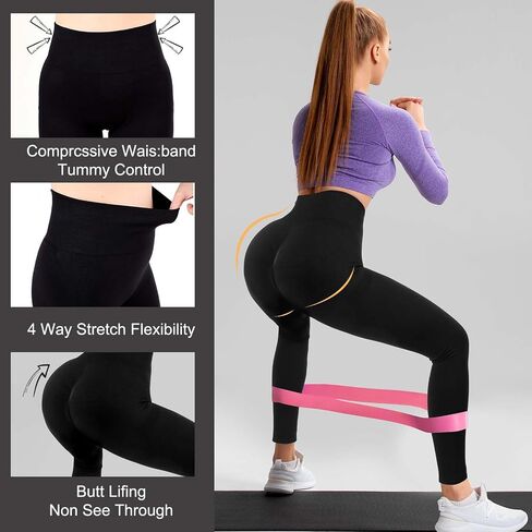 4 Pack Women Butt Lifting Workout Leggings, High Waist Seamless Gym Legging Yoga Scrunch Pants in Kuwait