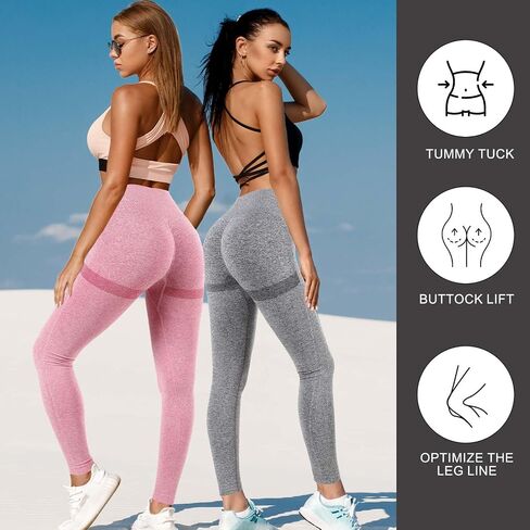 4 Pack Women Butt Lifting Workout Leggings, High Waist Seamless Gym Legging Yoga Scrunch Pants in Kuwait