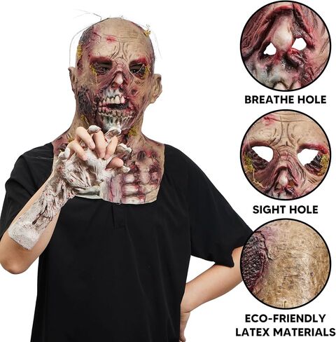 Spooktacular Creations Halloween Scary Walking Dead Zombie Head Mask، الرعب الطحلب قناع الوحش الكيميائي الحيوي، قناع زومبي اللاتكس المخيف للبالغين، أزياء الهالوين التنكرية، ملحقات الحفلات in Saudi Arabia
