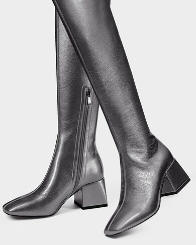MUCCCUTE Thigh High Boots for Women Over the Knee Square Toe GoGo Boot Fashion Chunky Block Heel Sexy Stretch Long Boots with Zipper in Saudi Arabia