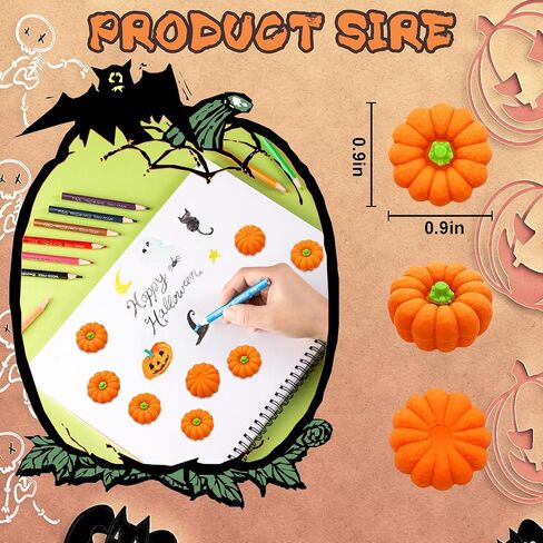 Pumpkin Erasers for Kids 40pcs Halloween Erasers Bulk 3D Halloween Mini Eraser for Student Classroom Prizes,Game Reward,Treasure Box,Trick or Treats, Goody Bag Filler,Party Favors in Kuwait
