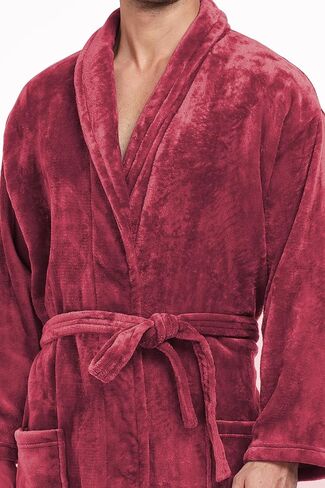 Men's Plush Fleece Robe Ultra Soft Fluffy Full Length Bathrobe Shawl Collar Winter Warm Spa Robes for Men in Saudi Arabia