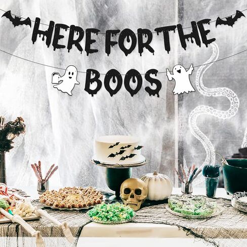 هنا من أجل لافتة Boos، ديكورات حفلات الهالوين، موضوع رعب مخيف، Happy Boo Day Boos and Booze Halloween Festival Holiday، لوازم حفلات المنزل المسكون in Kuwait