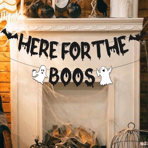هنا من أجل لافتة Boos، ديكورات حفلات الهالوين، موضوع رعب مخيف، Happy Boo Day Boos and Booze Halloween Festival Holiday، لوازم حفلات المنزل المسكون in Kuwait