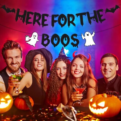هنا من أجل لافتة Boos، ديكورات حفلات الهالوين، موضوع رعب مخيف، Happy Boo Day Boos and Booze Halloween Festival Holiday، لوازم حفلات المنزل المسكون in Kuwait