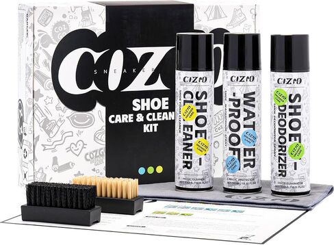 Shoe Cleaner Kit, Shoe Cleaning Care Kit with Sneaker Cleaner Foam, Shoe Waterproof Protector Spray, Shoe Deodorizer Freshener, 2 Brushes and Towel for White Shoe Suede Canvas Fabric Leather PU in Saudi Arabia