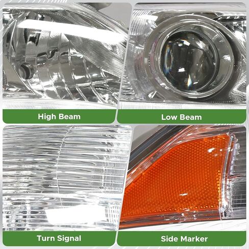 مجموعة المصابيح الأمامية متوافقة مع 2010 2011 Toyota Camry Base/SE/LE/XLE/Hybrid استبدال مباشر من الكروم زوج المصابيح الأمامية الهالوجين (جانب السائق والراكب) in Kuwait