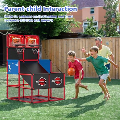 M SANMERSEN Kids Double Basketball Hoop Arcade Game Set with 6 Balls Electronic Scoreboard LED Light, Indoor & Outdoor Play, Birthday/Halloween for 3-8 Year Old Boy and Girl in Saudi Arabia