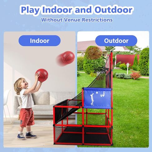 M SANMERSEN Kids Double Basketball Hoop Arcade Game Set with 6 Balls Electronic Scoreboard LED Light, Indoor & Outdoor Play, Birthday/Halloween for 3-8 Year Old Boy and Girl in Saudi Arabia