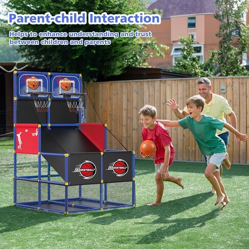 M SANMERSEN Kids Double Basketball Hoop Arcade Game Set with 6 Balls Electronic Scoreboard LED Light, Indoor & Outdoor Play, Birthday/Halloween for 3-8 Year Old Boy and Girl in Saudi Arabia