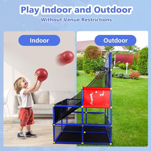 M SANMERSEN Kids Double Basketball Hoop Arcade Game Set with 6 Balls Electronic Scoreboard LED Light, Indoor & Outdoor Play, Birthday/Halloween for 3-8 Year Old Boy and Girl in Saudi Arabia