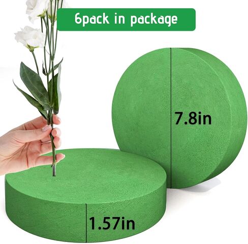 Max Shape 6Pcs Floral Foam Round Blocks, Large Wet and Dry Green Foam for Artificial and Fresh Flower Arrangement,Flower Foam Blocks for Wedding Party Decorations (7.8 Inch) in Kuwait