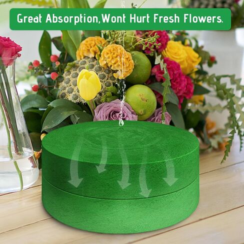 Max Shape 6Pcs Floral Foam Round Blocks, Large Wet and Dry Green Foam for Artificial and Fresh Flower Arrangement,Flower Foam Blocks for Wedding Party Decorations (7.8 Inch) in Kuwait